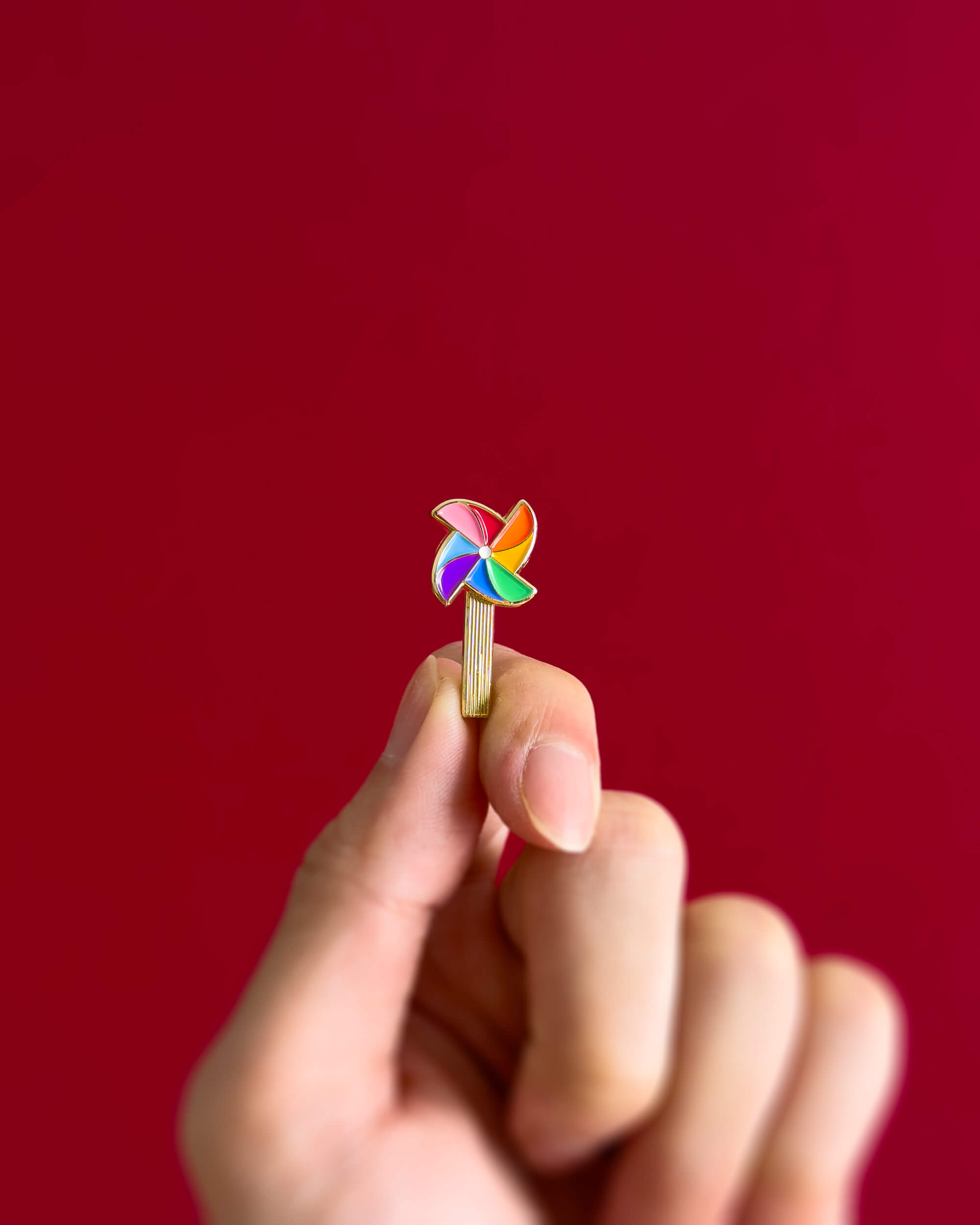 Rainbow Pinwheel Spinning Pin — enamel pin