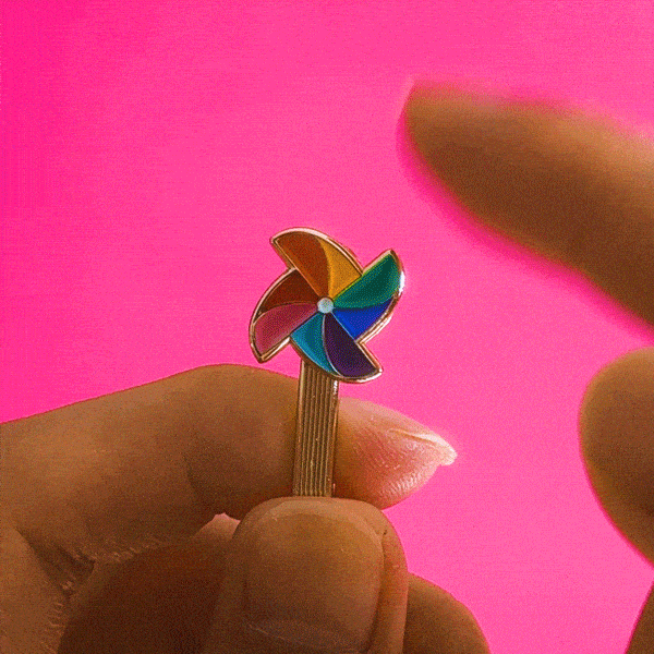Rainbow Pinwheel Spinning Pin — enamel pin