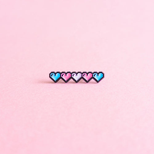 Pixel hearts (transgender) — enamel pin