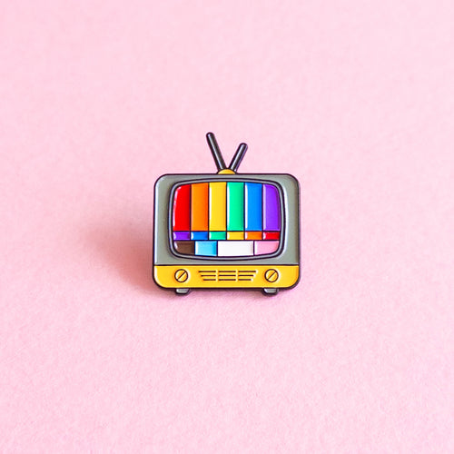 Vintage TV (rainbow) — enamel pin