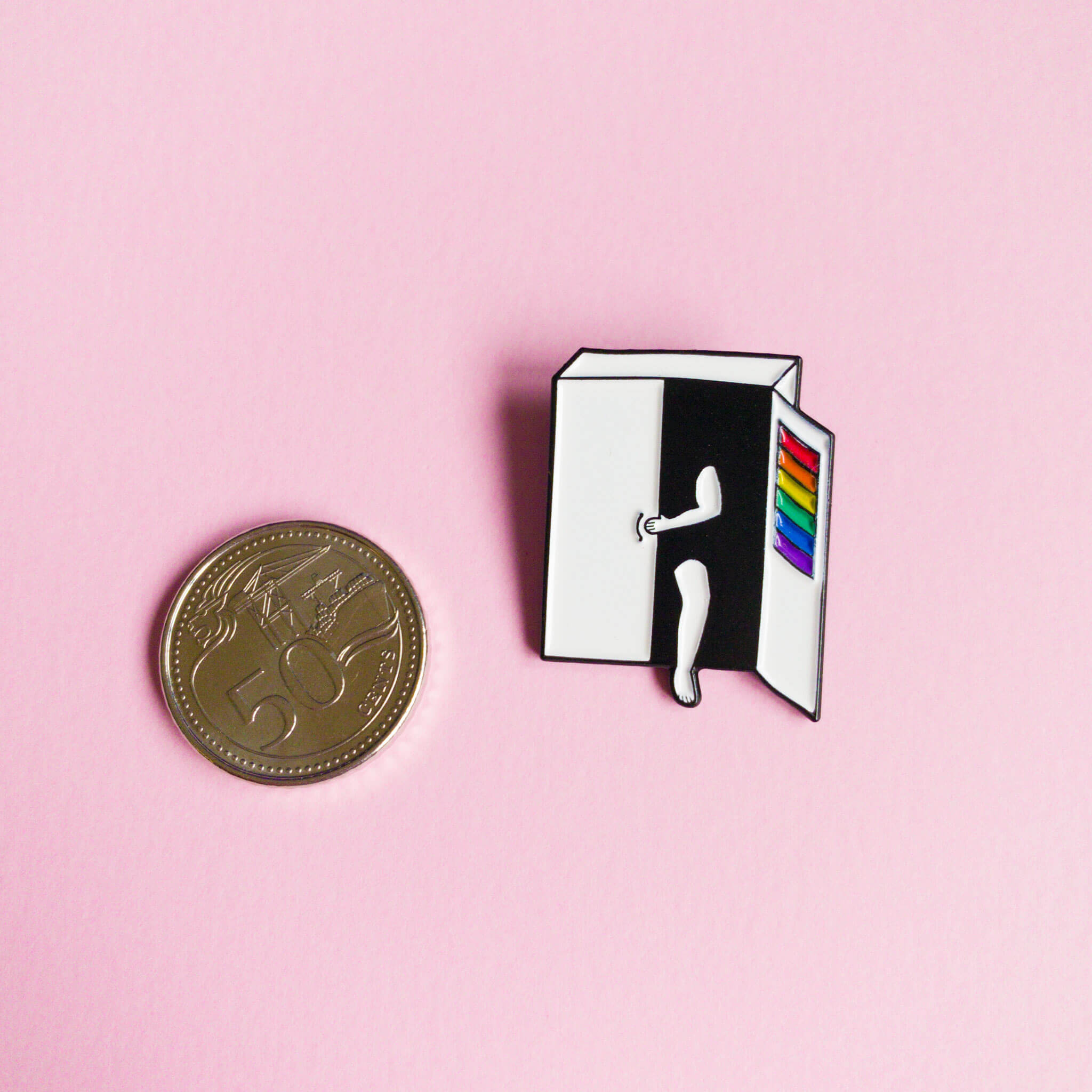 Hang on, I’m coming out — enamel pin