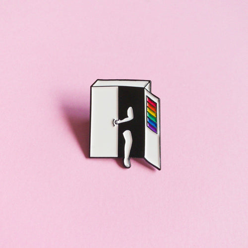 Hang on, I’m coming out — enamel pin