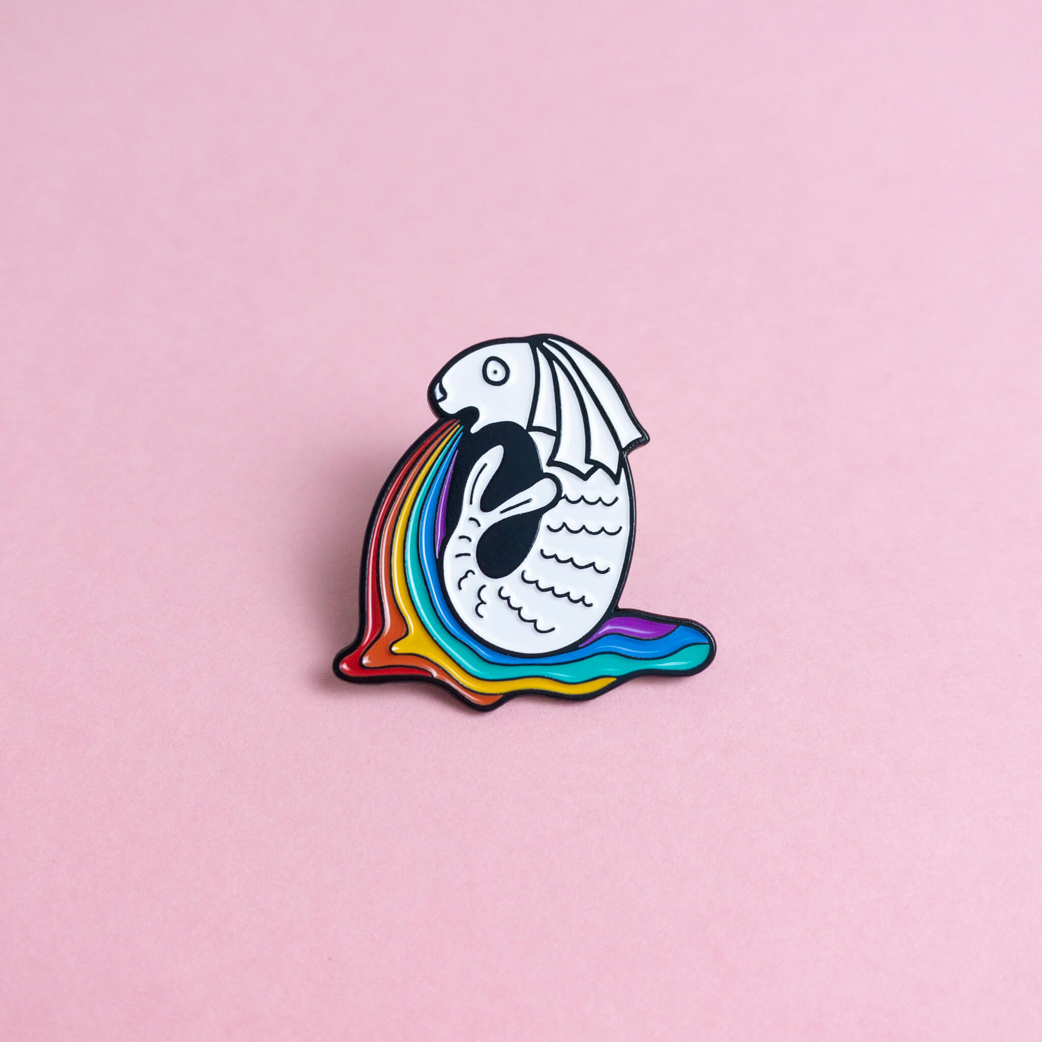 Rainbow Merlion — enamel pin