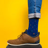 Rainbow dots (navy) — socks